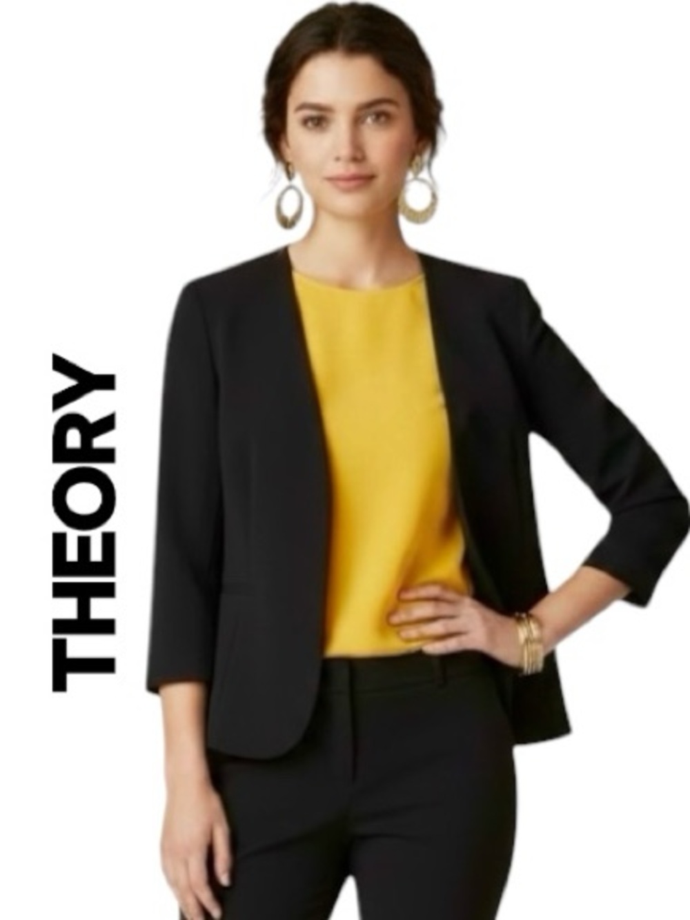 Theory Lindraya Admiral Crepe Cutaway Blazer Open Front Pocket Minimalist 4 NWOT